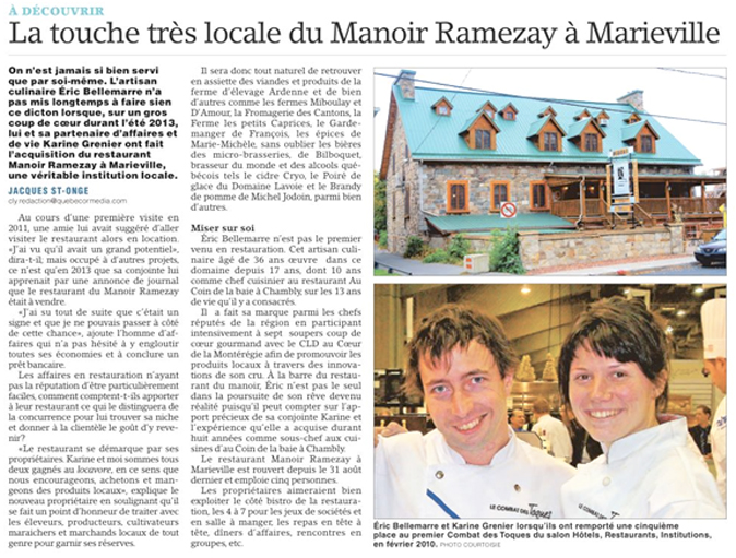 Touche Locale Manoir Ramezay Marieville